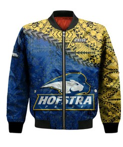 Hofstra Pride Bomber Jacket Grunge Polynesian Tattoo- NCAA
