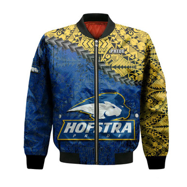 Hofstra Pride Bomber Jacket Grunge Polynesian Tattoo- NCAA