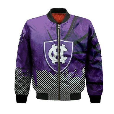 Holy Cross Crusaders Bomber Jacket Basketball Net Grunge Pattern- NCAA