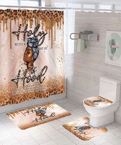 Holy Hood African American Shower Curtain - 4 Piece Set for Bathroom Decor