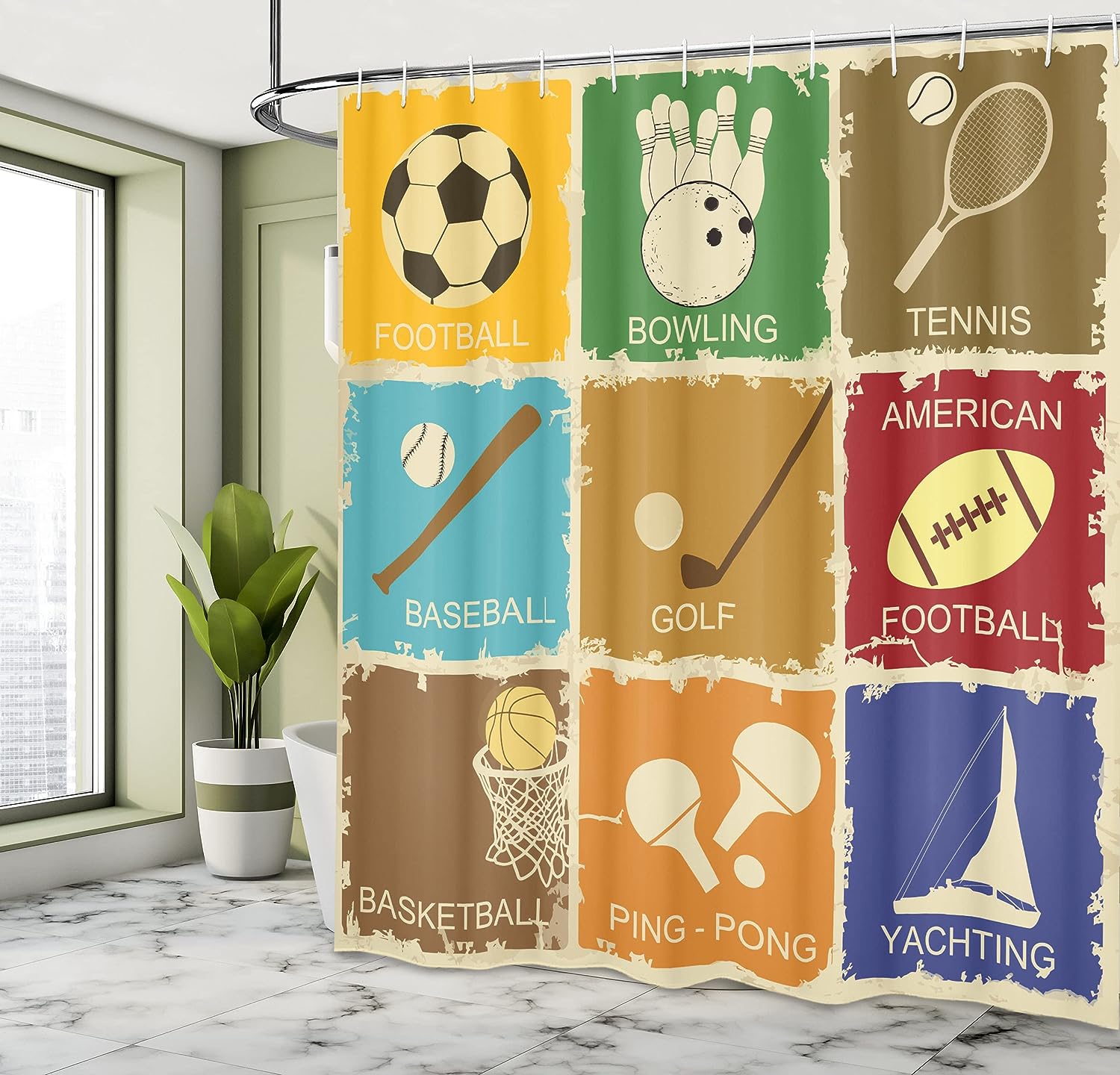 Home Decor Southwestern Shower Curtain, Ethnic Zigzag Bathroom Curtain