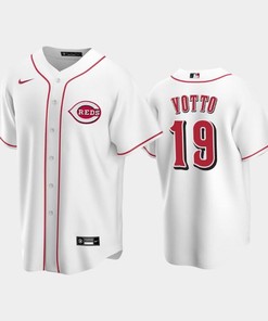 Home Reds 19 Joey Votto White Jersey