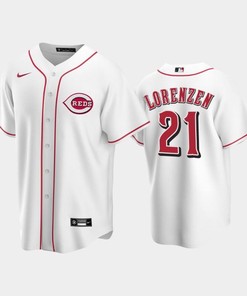 Home Reds 21 Michael Lorenzen White Jersey
