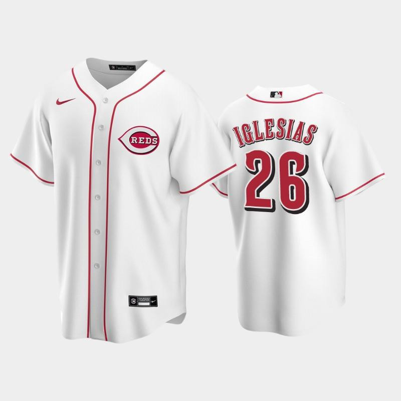 Home Reds 26 Raisel Iglesias White Jersey