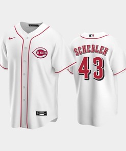 Home Reds 43 Scott Schebler White Jersey