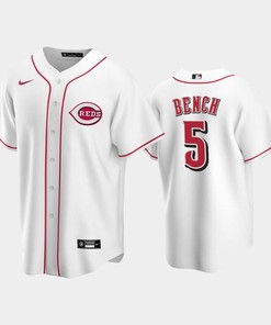 Home Reds 5 Johnny Bench White Jersey