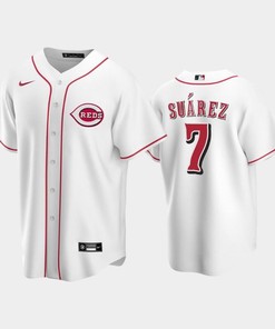 Home Reds 7 Eugenio Suarez White Jersey
