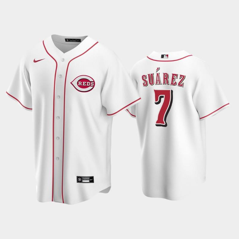 Home Reds 7 Eugenio Suarez White Jersey