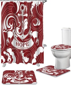 Hope is the Anchor of the Soul Shower Curtain with Red White Print for an Encouraging Bathroom Decor