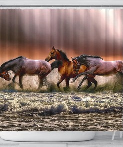 Horse Painting Print Shower Curtain - Animal Lover Bathroom Decor 