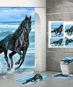 Horse Shower Curtain for a Rustic and Equestrian Bathroom Decor