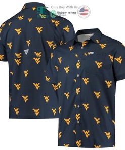 Hot West Virginia Mountaineers Columbia Super Slack Tide Navy Hawaii Shirt