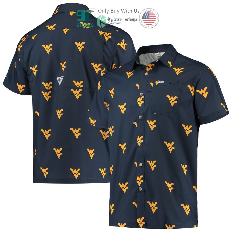 Hot West Virginia Mountaineers Columbia Super Slack Tide Navy Hawaii Shirt