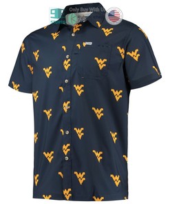 Hot West Virginia Mountaineers Columbia Super Slack Tide Navy Hawaii Shirt