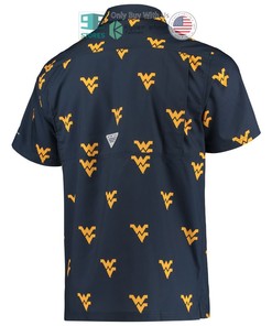 Hot West Virginia Mountaineers Columbia Super Slack Tide Navy Hawaii Shirt