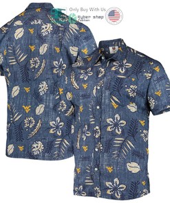 Hot West Virginia Mountaineers Wes & Willy Vintage Floral Navy Hawaii Shirt