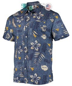 Hot West Virginia Mountaineers Wes & Willy Vintage Floral Navy Hawaii Shirt