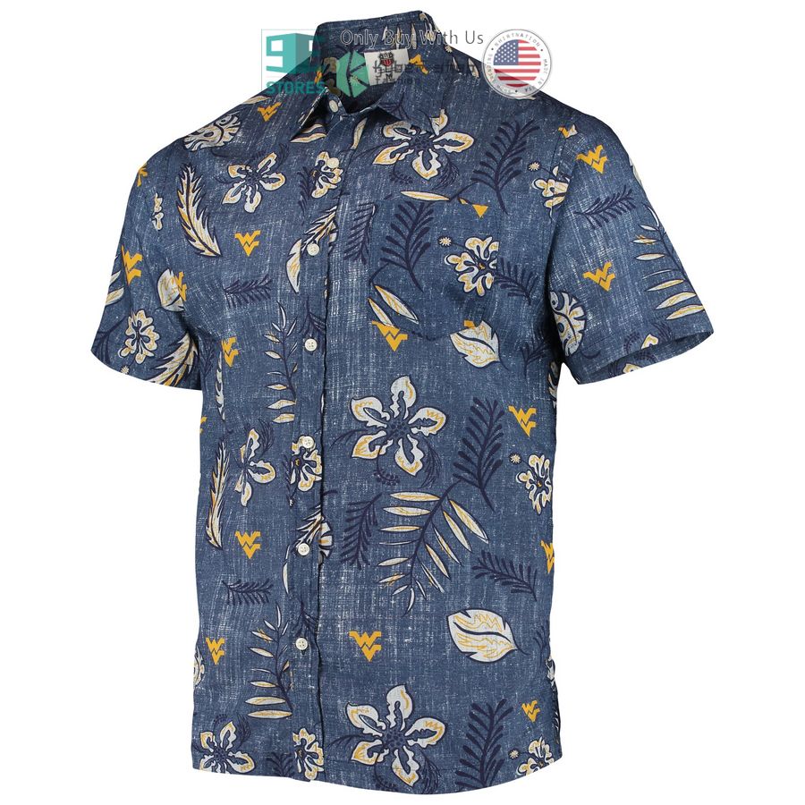 Hot West Virginia Mountaineers Wes & Willy Vintage Floral Navy Hawaii Shirt