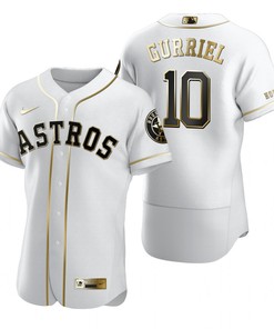 Houston Astros #10 Yuli Gurriel Mlb Golden Brandedition White Jersey Gift For Astros Fans