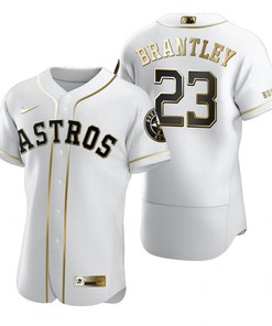 Houston Astros #23 Michael Brantley Mlb Golden Brandedition White Jersey Gift For Astros Fans
