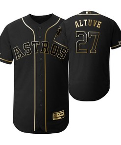 Houston Astros #27 Jose Altuve Mlb 2019 Golden Brandedition Black Jersey Gift For Astros Fans