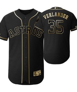 Houston Astros #35 Justin Verlander Mlb 2019 Golden Brandedition Black Jersey Gift For Astros Fans