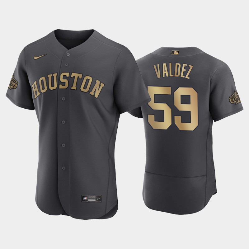 Houston Astros 59 Framber Valdez 2022-23 All-Star Game Charcoal Jersey