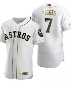 Houston Astros #7 Craig Biggio Mlb Golden Brandedition White Jersey Gift For Astros Fans