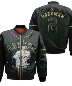 Houston Astros Alex Bregman 2 MLB Golden Edition Black Gift For Astros Fans Bomber Jacket