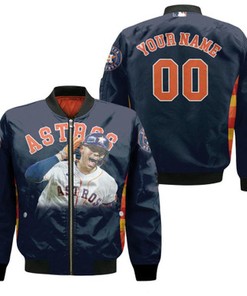 Houston Astros Carlos Correa 1 MLB Great Player 2019 Navy 3D Personalized Gift With Custom Number Name For Astros Fans Bomber Jacket