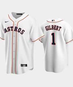Houston Astros Drew Gilbert 1 2022-23 Draft White Home Jersey