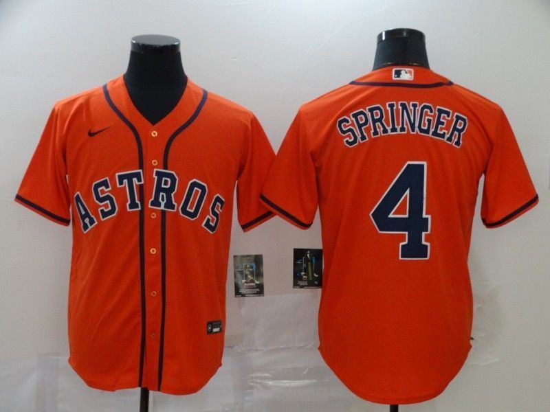 Houston Astros George Springer #4 2020 Mlb Orange Jersey
