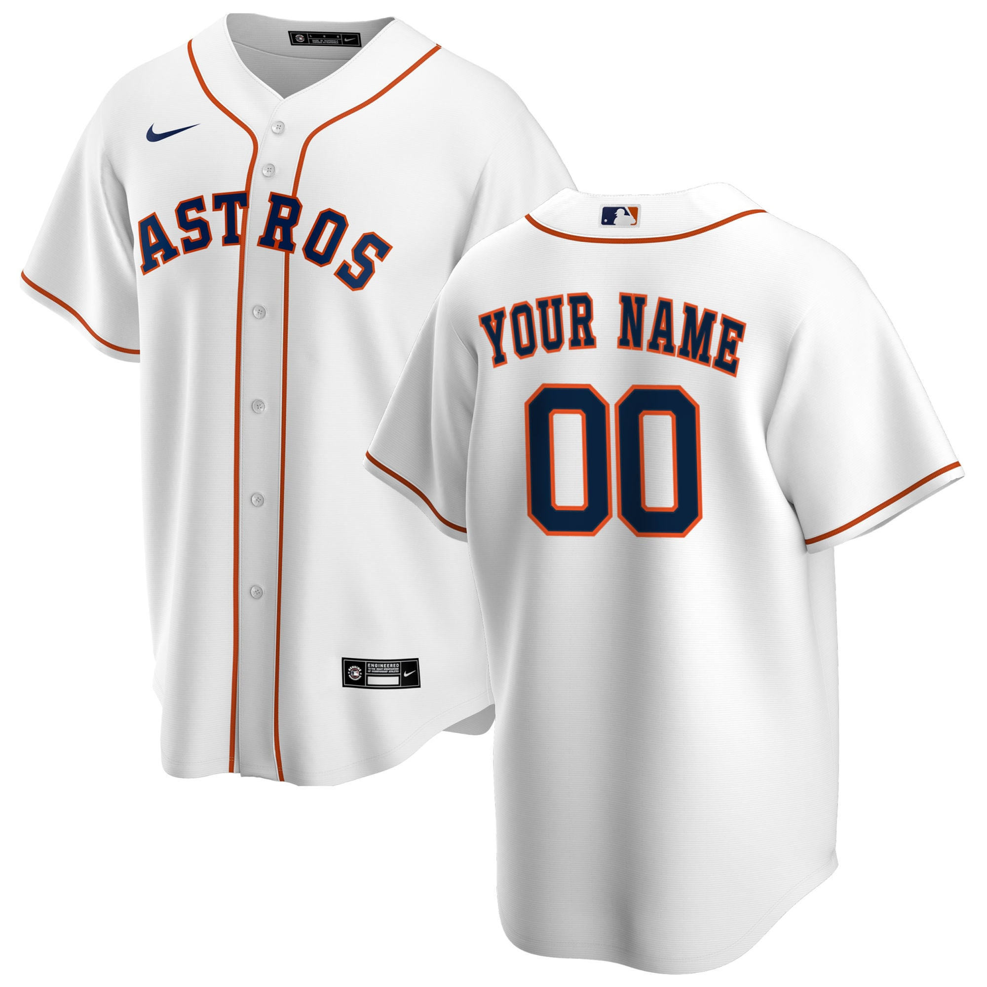 Houston Astros Home Replica Custom Jersey - White Custom Jerseys Mlb Ver 2