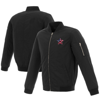 Houston Astros JH Design 2019 Stars and Stripes Bomber Jacket with Embroidered Logo - Black