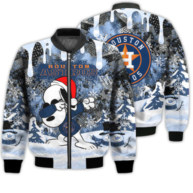 Houston Astros Snoopy Dabbing The Peanuts Sports Football American Christmas Dripping Matching Gifts Unisex 3D Bomber Jacket