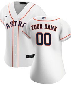 Houston Astros Womens Home Replica Custom Jersey - White Custom Jerseys Mlb
