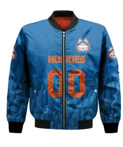 Houston Baptist Huskies Bomber Jacket Logo Sport Ombre  - NCAA