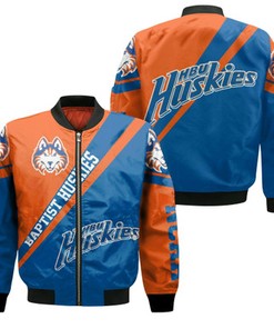 Houston Baptist Huskies Logo Bomber Jacket Cross Style - NCAA