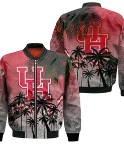 Houston Cougars Bomber Jacket Coconut Tree Tropical Grunge - NCAA