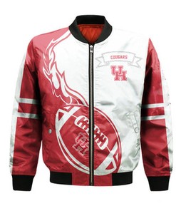 Houston Cougars Bomber Jacket Flame Ball - NCAA