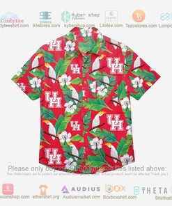 Houston Cougars Floral Button Up Hawaiian Shirt