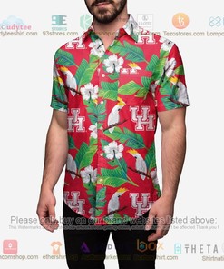 Houston Cougars Floral Button Up Hawaiian Shirt