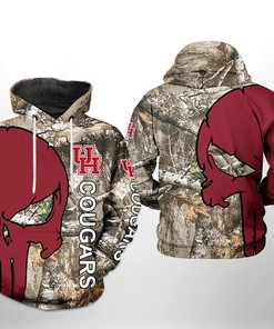 Houston Cougars NCAA Camo Veteran Hunting 3D Printed Hoodie/Zipper Hoodie
