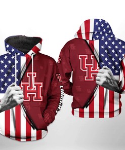 Houston Cougars NCAA US Flag 3D Printed Hoodie/Zipper Hoodie