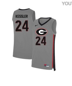 Houston Kessler 24 Georgia Bulldogs Elite Basketball Youth Jersey - Gray