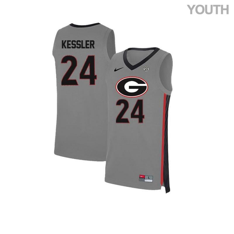 Houston Kessler 24 Georgia Bulldogs Elite Basketball Youth Jersey - Gray