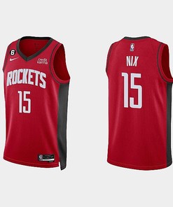 Houston Rockets 15 Daishen Nix 2022-23 Icon Edition Red Men Jersey