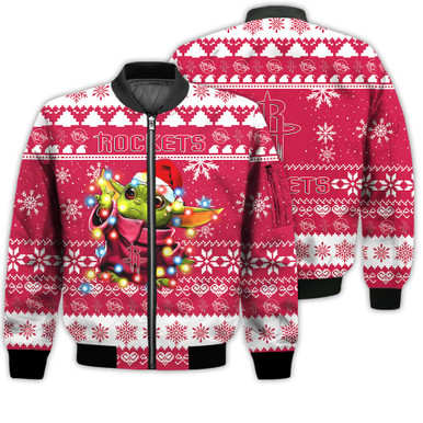 Houston Rockets Baby Yoda Star Wars Sports Football American Ugly Christmas Gifts Unisex 3D Bomber Jacket