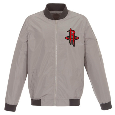 Houston Rockets JH Design Lightweight Nylon Full-Zip Bomber Jacket - Gray/Charcoal