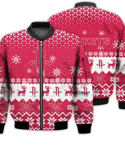 Houston Rockets Sports Football American Ugly Christmas Sweater Gifts Unisex 3D Bomber Jacket